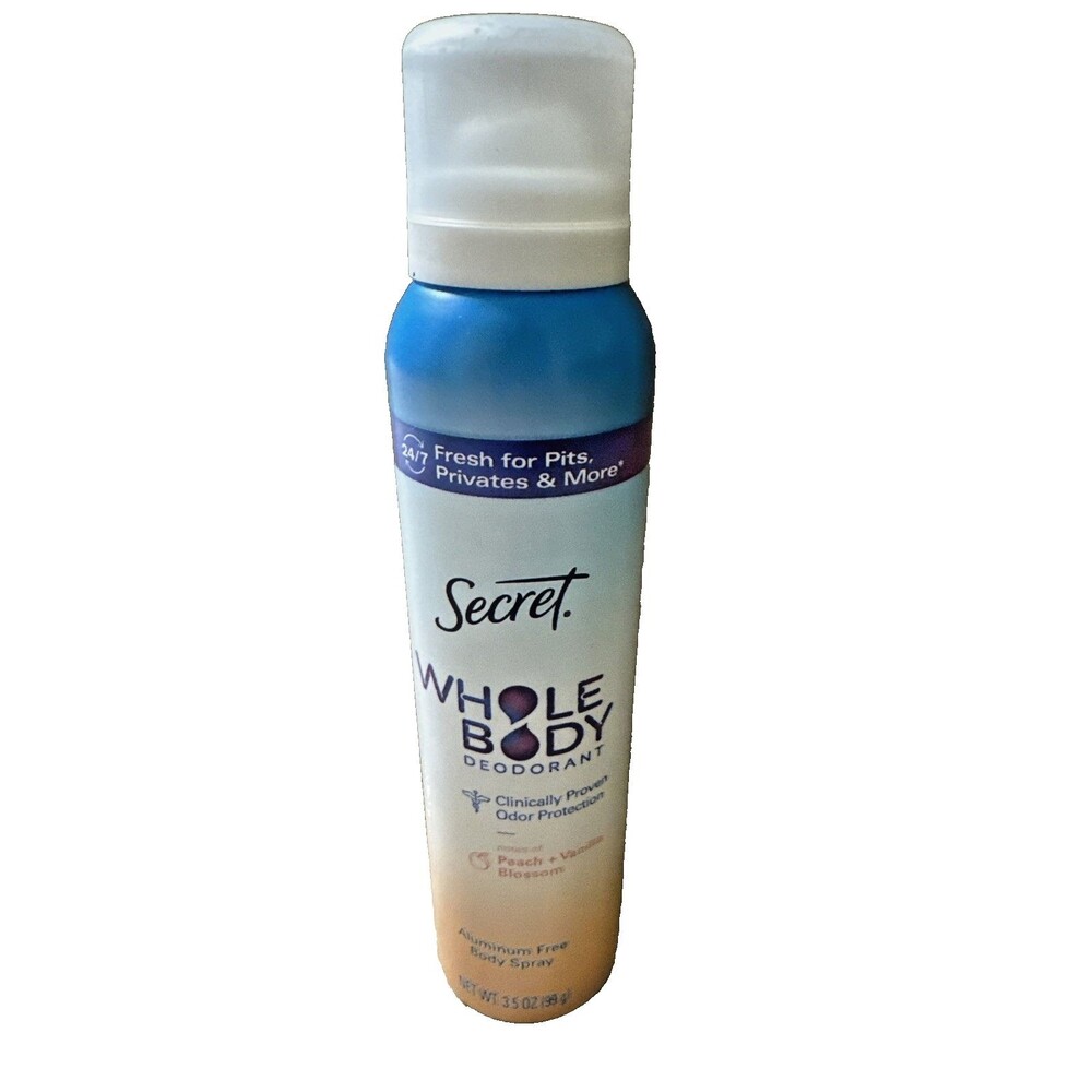 Secret Whole Body Deodorant Spray, Peach & Vanilla Blossom, Aluminum Free, NEW
